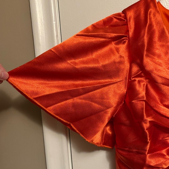 NWT Little Mistress Bridesmaid tea dress in sunset orange Sz 8 - Picture 4 of 7